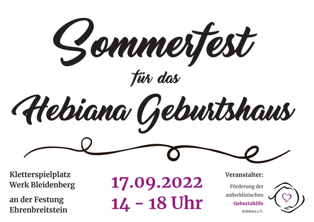 Sommerfest für das Hebiana Geburtshaus am Kletterspielplatz Werk Bleidenberg an der Festung Ehrenbreitstein